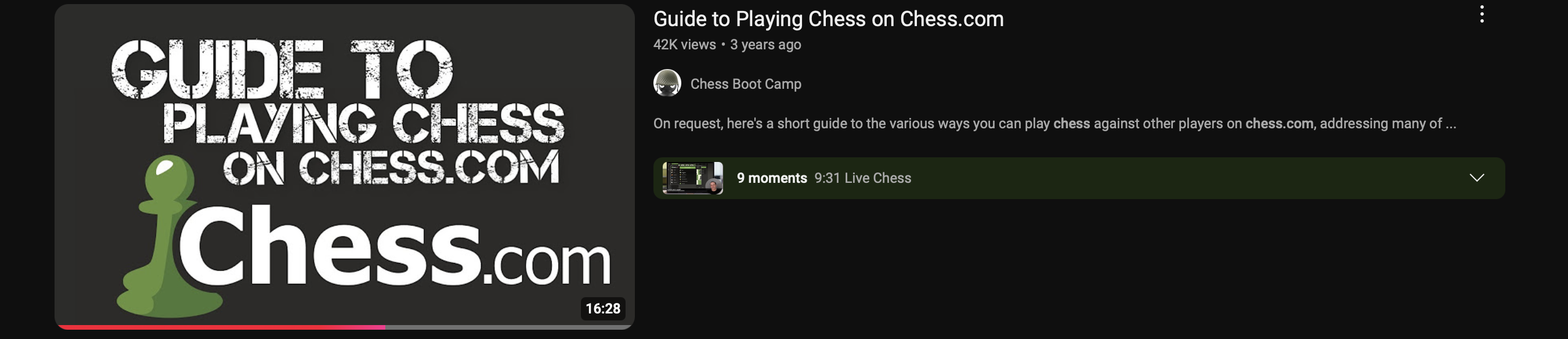 YouTube guide video showing how to play chess on Chess.com platform